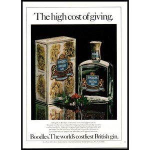 1978 Boodles Costliest British Gin Vintage Print Ad High Cost of Giving Wall Art
